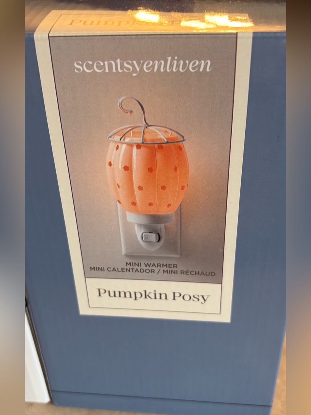 Scentsy Petite Pumpkin Mini Warmer plus 3 bars- Iridescent Orange Glow